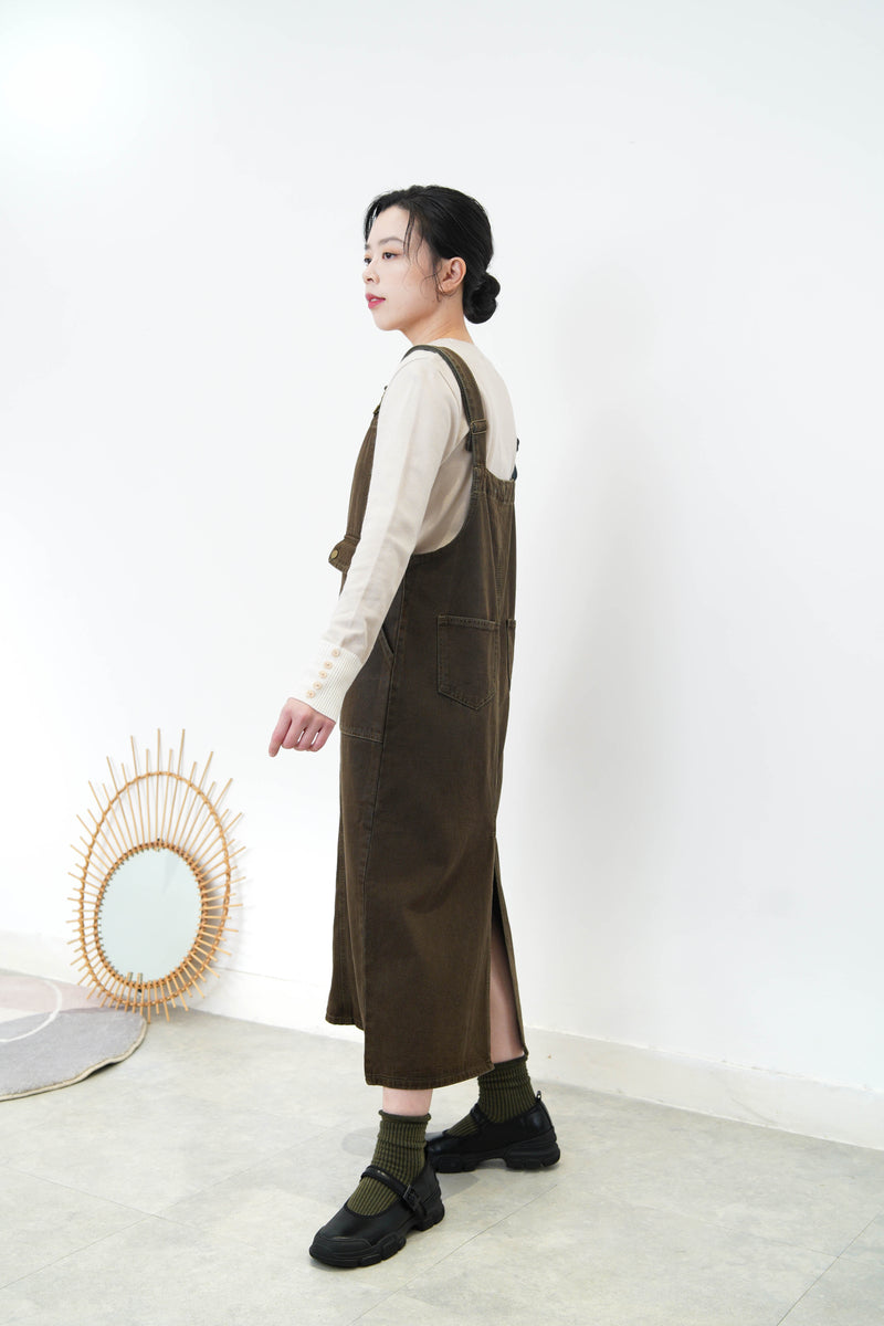 Brown patchwork worker skirt