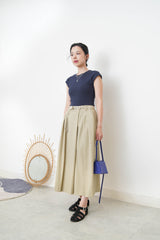 Green wide leg palazzo in pleats