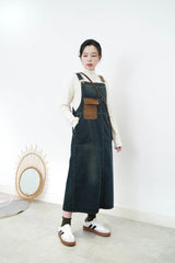 Navy patchwork worker skirt