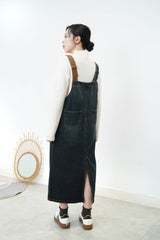 Navy patchwork worker skirt