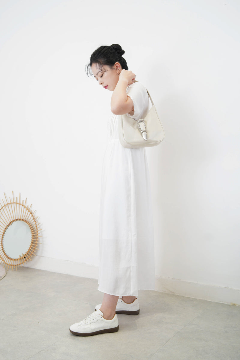White pleats minimal dress