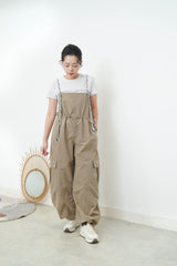 Khaki dungaree w/ details strings cami