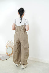 Khaki dungaree w/ details strings cami