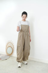 Khaki dungaree w/ details strings cami