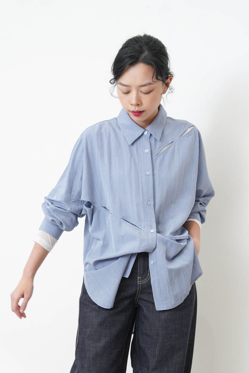 Ivory shirt w/ dash cut out