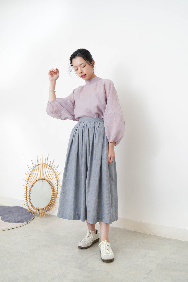 Lavender blouse set in balloon sleeves