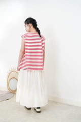 Red stripes vest in split hem