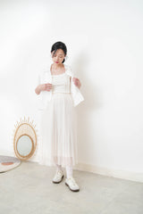 White double layering short sleeve shirt