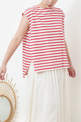 Red stripes vest in split hem