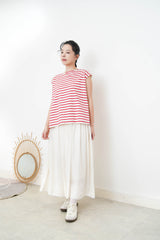 Red stripes vest in split hem