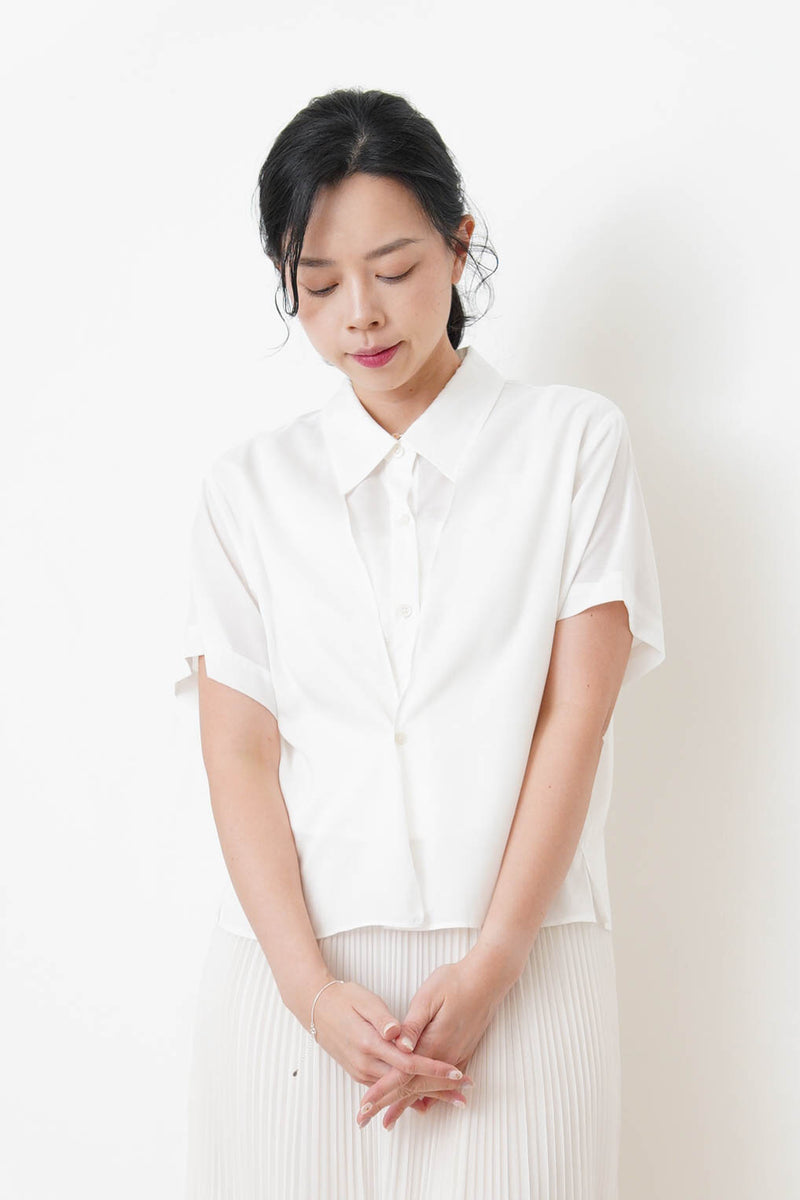White double layering short sleeve shirt