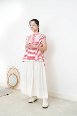 Red stripes vest in split hem