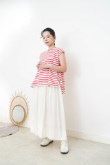 Red stripes vest in split hem