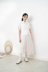 White double layering short sleeve shirt