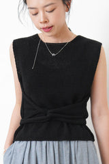 Black knit vest w/ knot waist