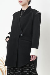 Black wool coat w/ detail outline design