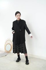 Black wool coat w/ detail outline design