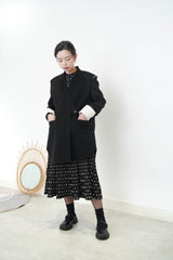 Black wool coat w/ detail outline design