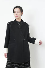 Black wool coat w/ detail outline design