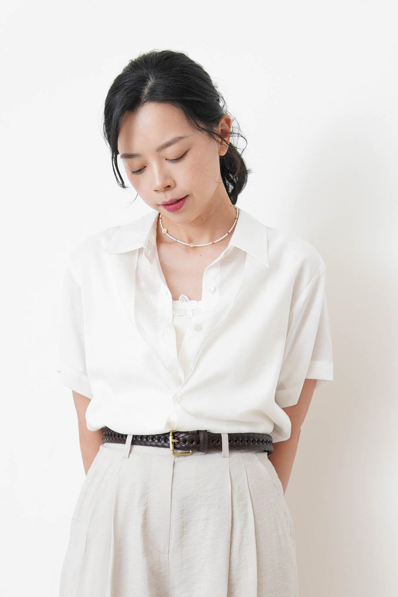 Leather woven belt