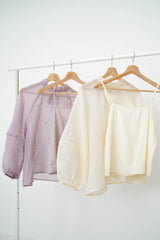 Cream blouse set in balloon sleeves