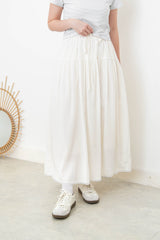 Ivory smooth soft skirt w/ lace trimming