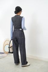 Grey 3D asymmetrical vest w/ cut out detail