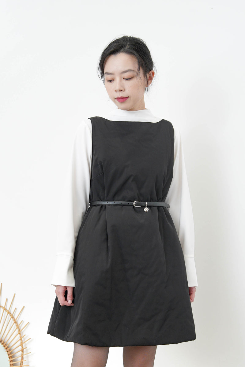 Little black dress in padded fabric