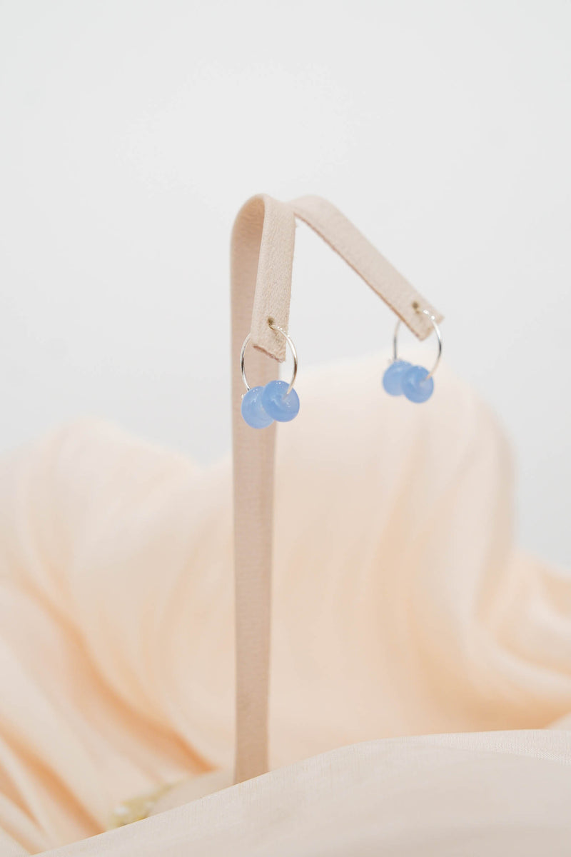 Ring earrings w/ blue beads