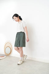 Green wrap skort with elastic waist