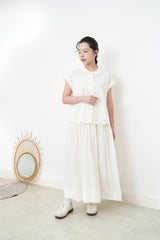 Butter yellow shirt w/ ribbon collar