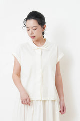 Butter yellow shirt w/ ribbon collar