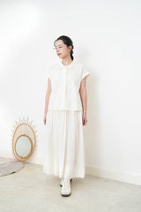 Butter yellow shirt w/ ribbon collar