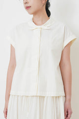 Butter yellow shirt w/ ribbon collar