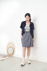 Navy double layering short sleeve shirt