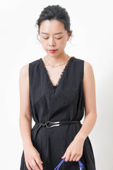Black lace v neck dress w/ chiffon layering