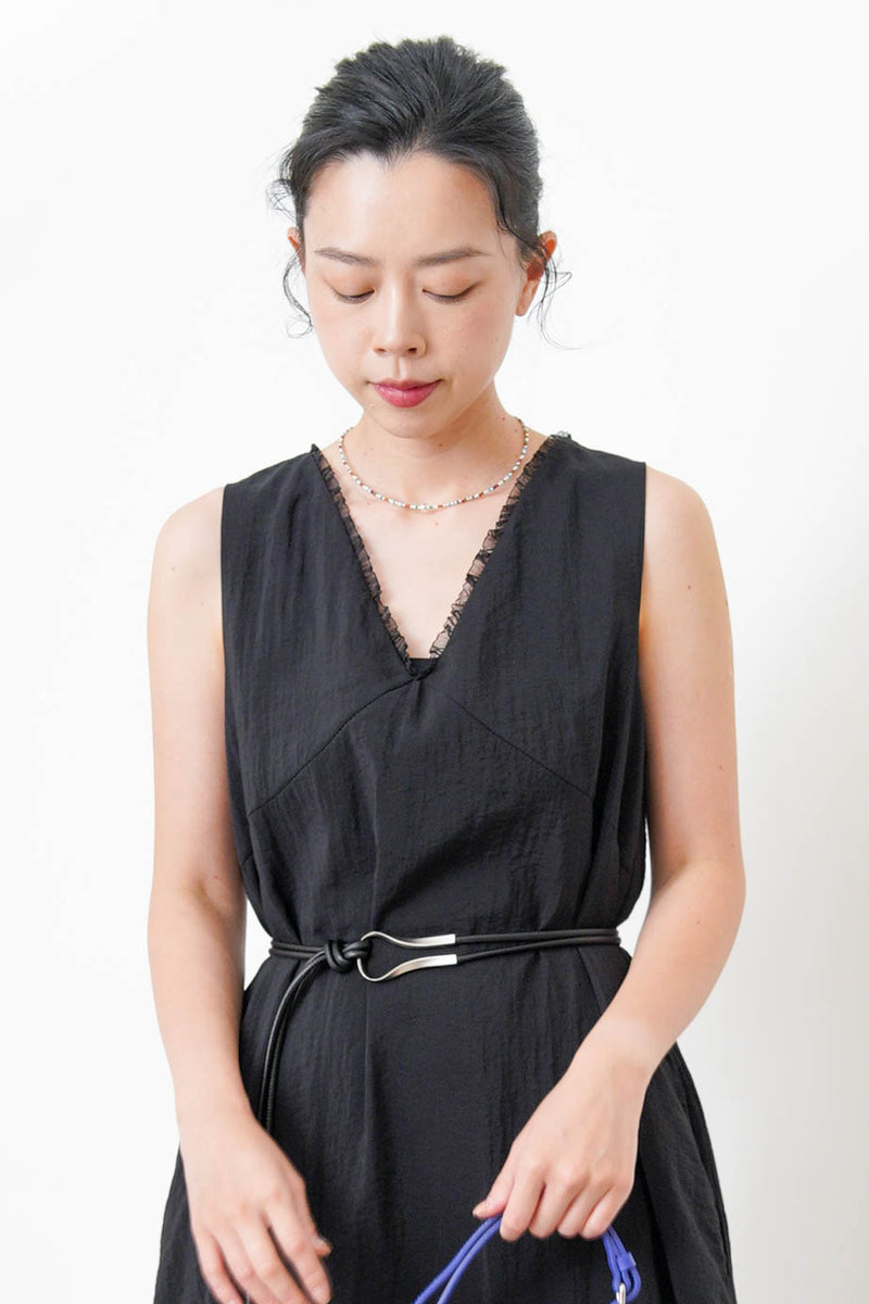 Black lace v neck dress w/ chiffon layering