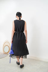 Black lace v neck dress w/ chiffon layering
