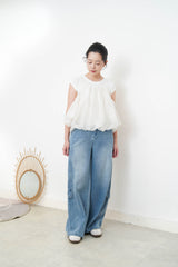 White cloud shape 2 ways mesh cami