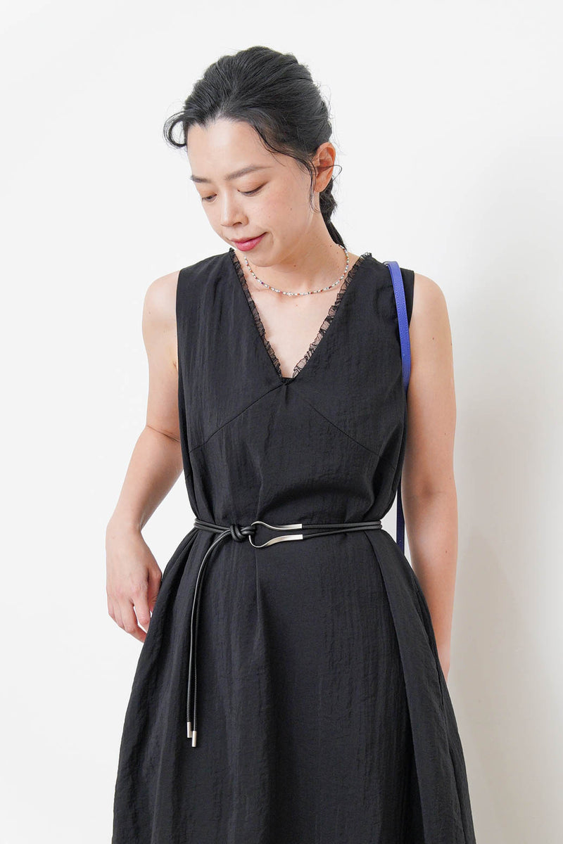 Black lace v neck dress w/ chiffon layering