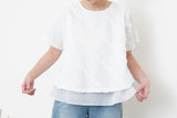 White double layering flare blouse in ruffles details