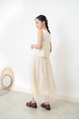 Creamy chiffon layering skirt in elastic waist