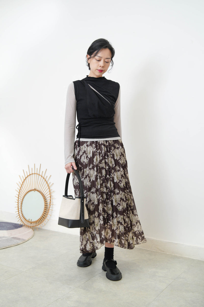 Black 3D asymmetrical vest w/ cut out detail