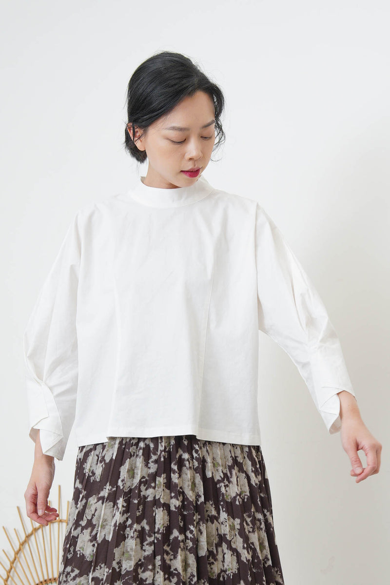 White shirt in stand collar