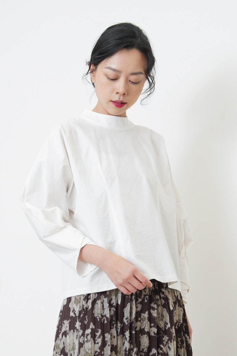 White shirt in stand collar