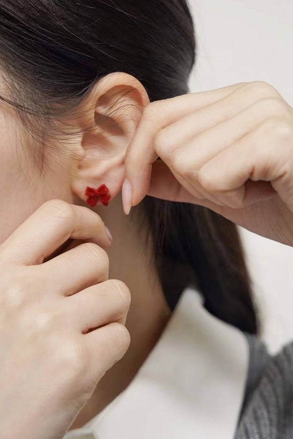red velvet ribbon earrings