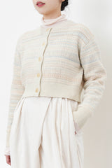 Pastel tone tweed wool cardigan in crop cut