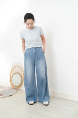 Summer cargo jeans w/ elastic waistband