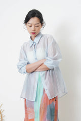 Baby blue silky smooth chiffon shirt