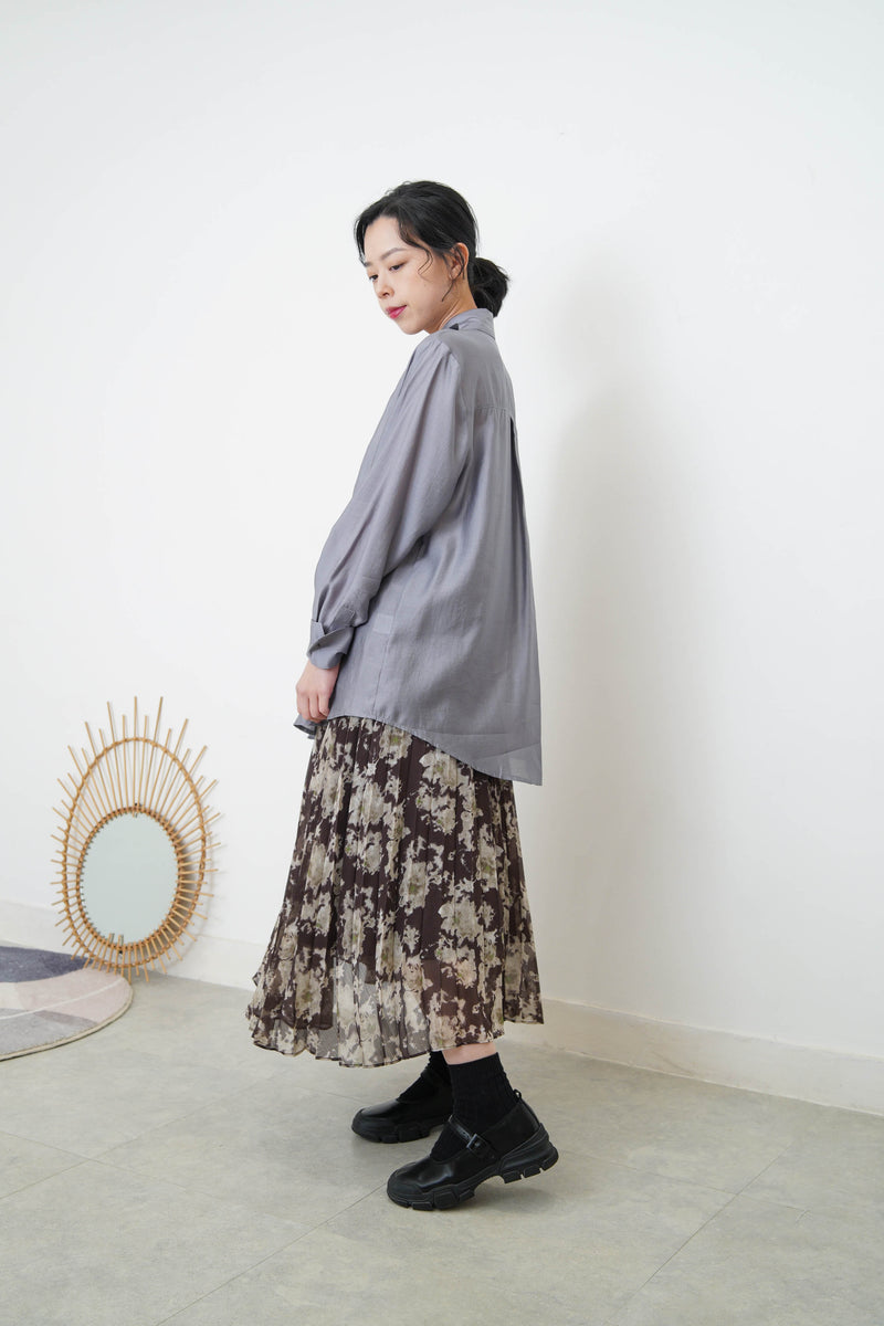 Grey silky smooth shirt w/ double layering